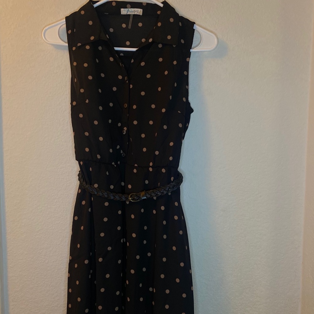 Black w/ Tan Polly Dot Dress - Brand: Free Bird